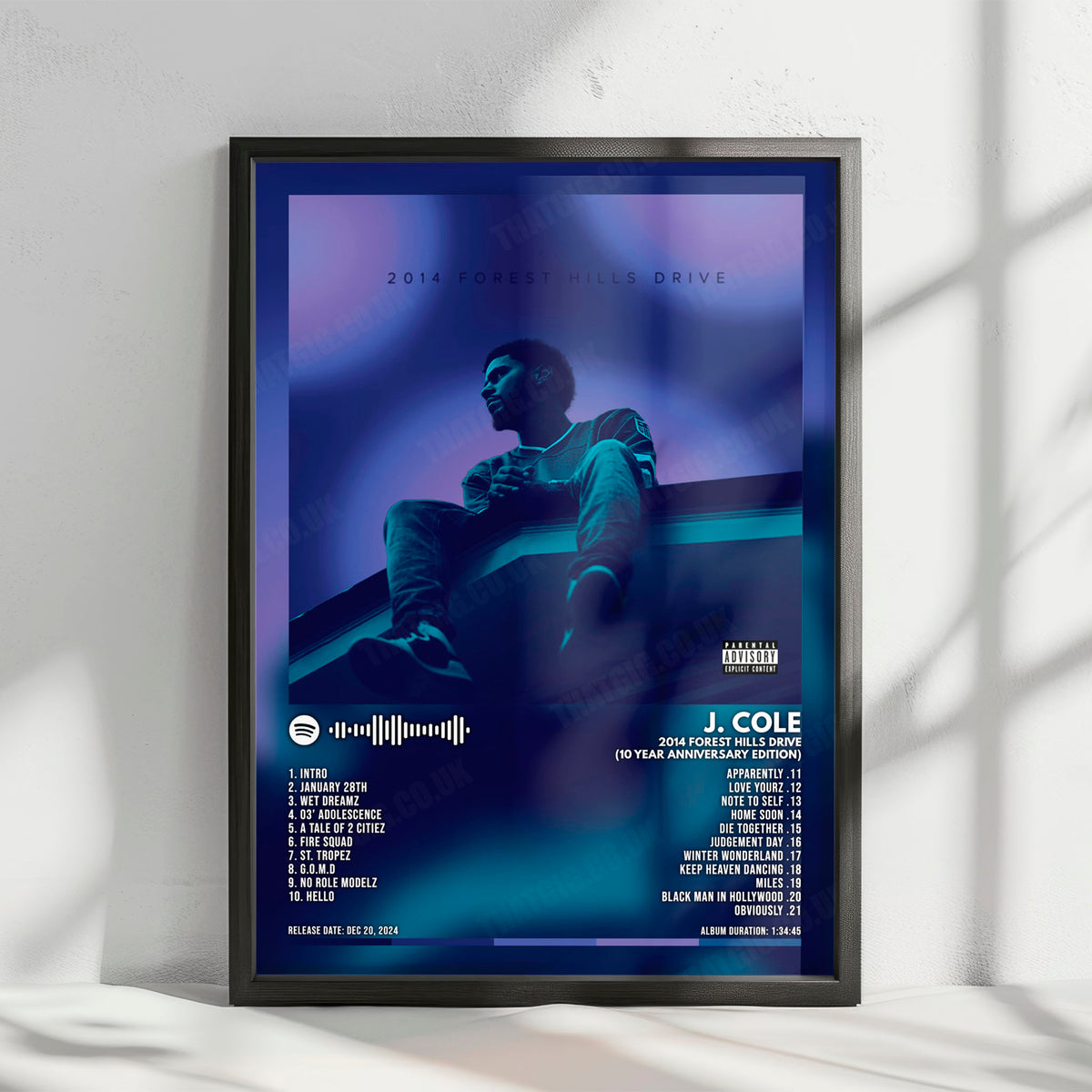 J. Cole "2014 Forest Hills Drive (10 Year Anniversary Edition)" Album Cover Poster - with Complete Tracklist