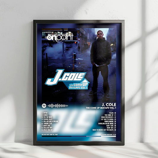 J. Cole "The Come Up Mixtape Vol. 1" Album Cover Poster - with Complete Tracklist