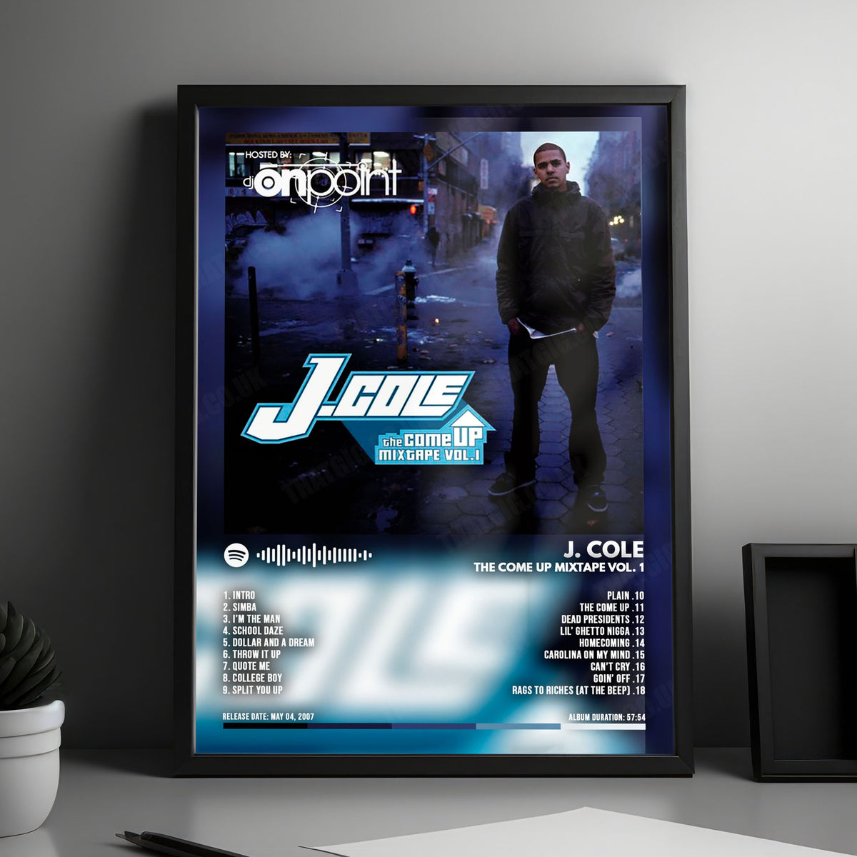 J. Cole "The Come Up Mixtape Vol. 1" Album Cover Poster - with Complete Tracklist
