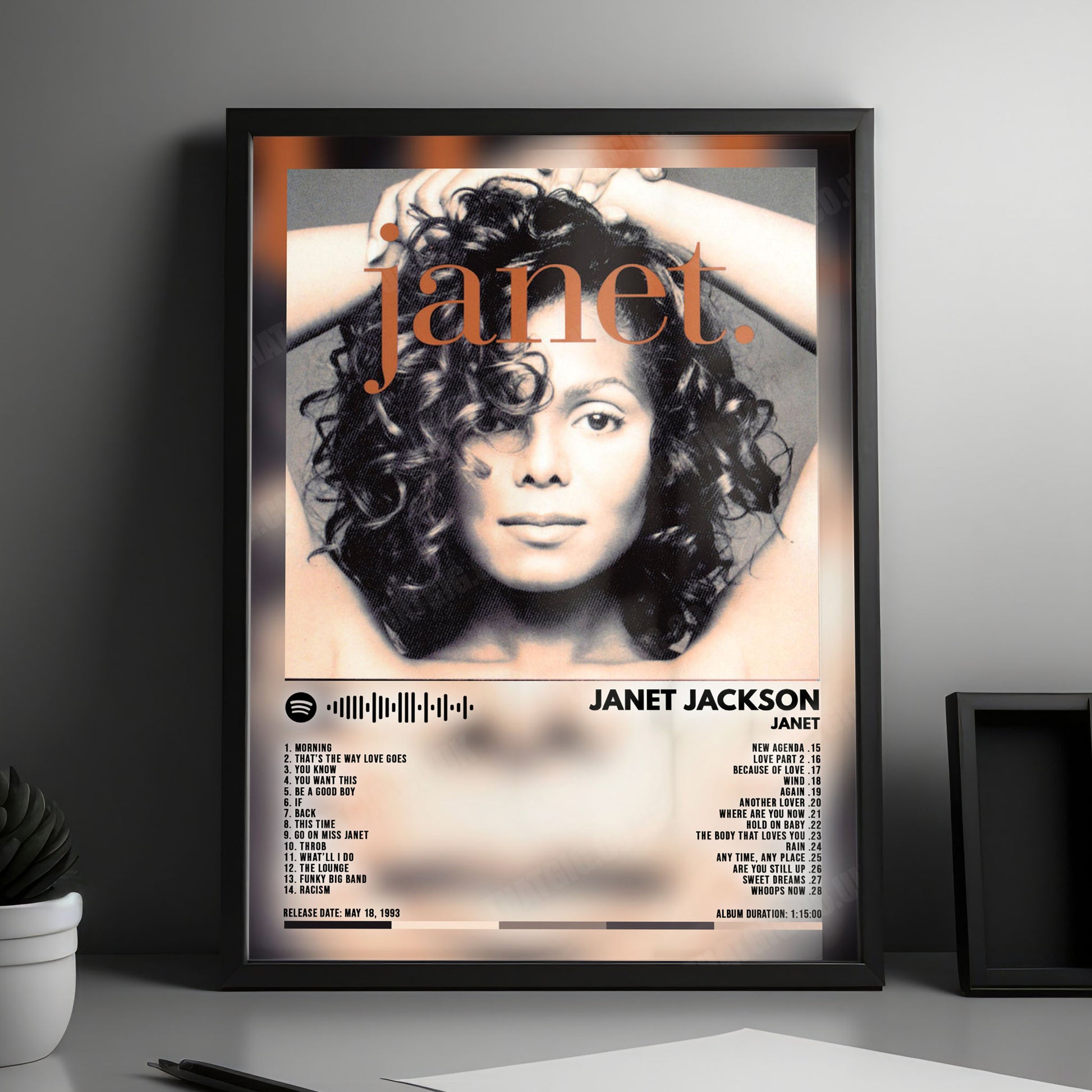 Janet Jackson "Janet" Album Cover Poster - with Complete Tracklist