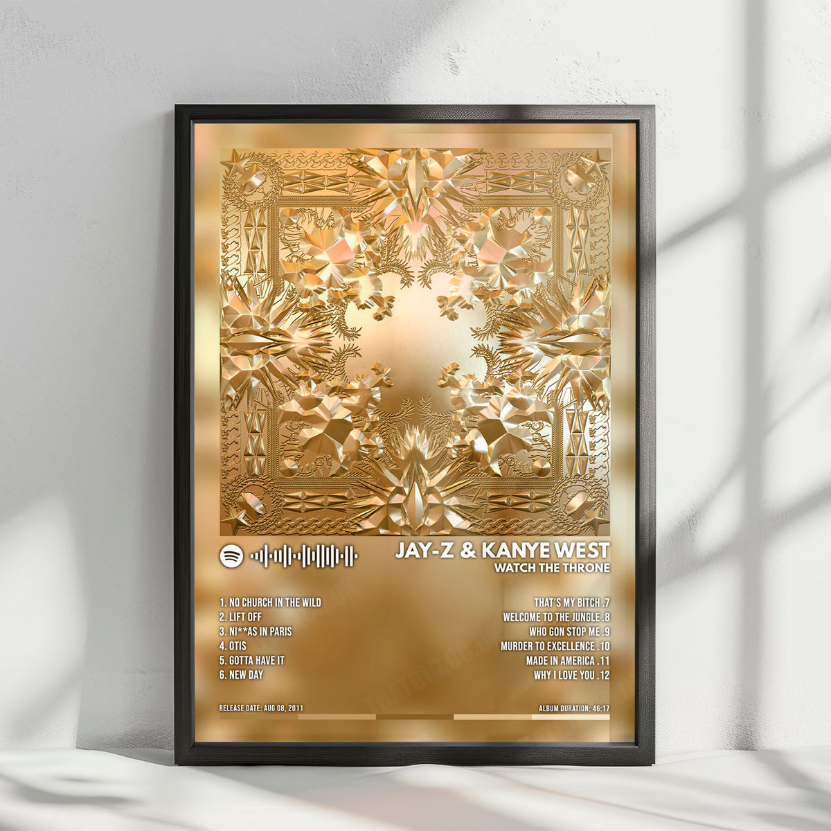 Jay-Z & Kanye West "Watch The Throne" Album Cover Poster - with Complete Tracklist