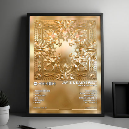 Jay-Z & Kanye West "Watch The Throne" Album Cover Poster - with Complete Tracklist