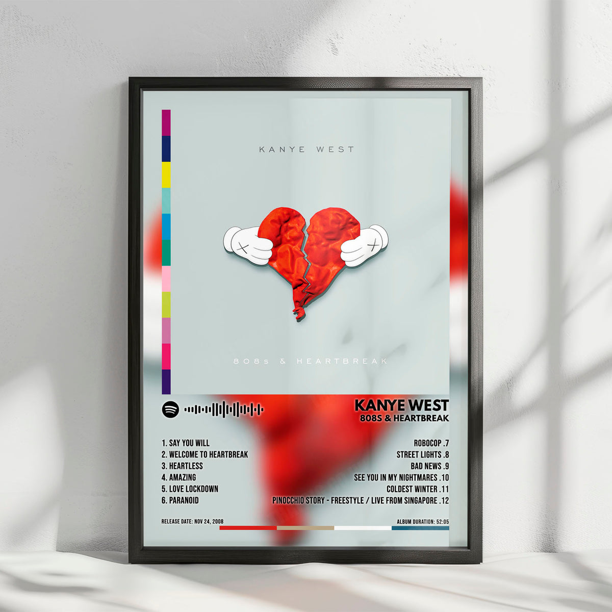 Kanye West "808s & Heartbreak" Album Cover Poster - with Complete Tracklist
