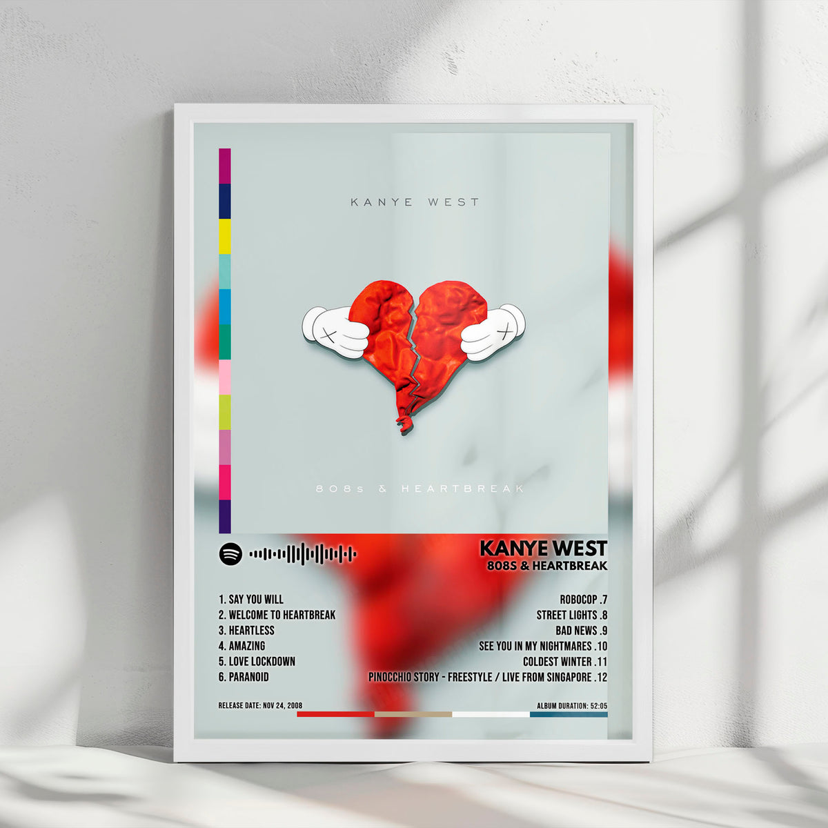 Kanye West "808s & Heartbreak" Album Cover Poster - with Complete Tracklist