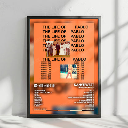 Kanye West "The Life Of Pablo" Album Cover Poster - with Complete Tracklist