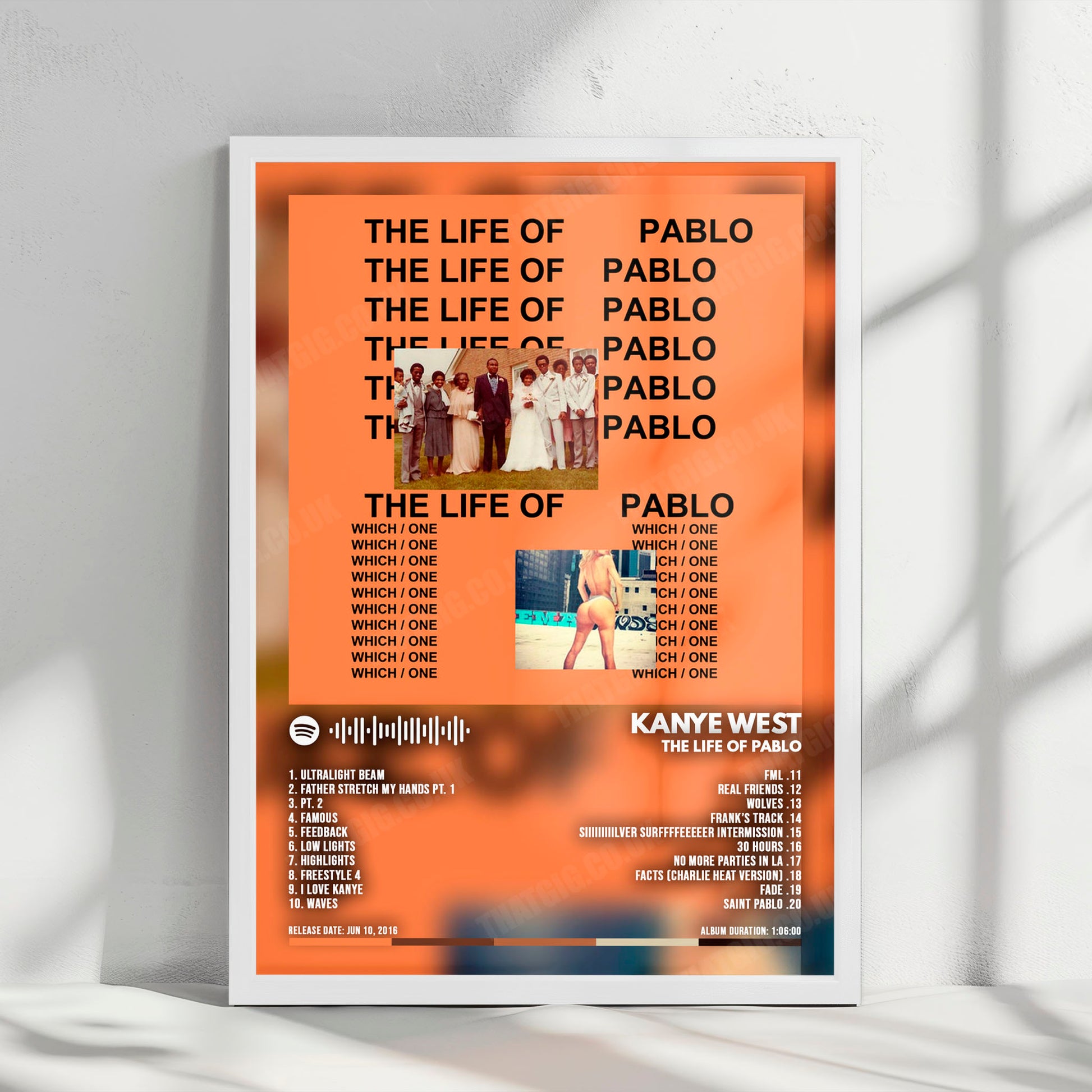 Kanye West "The Life Of Pablo" Album Cover Poster - with Complete Tracklist