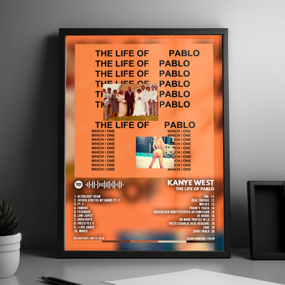 Kanye West "The Life Of Pablo" Album Cover Poster - with Complete Tracklist