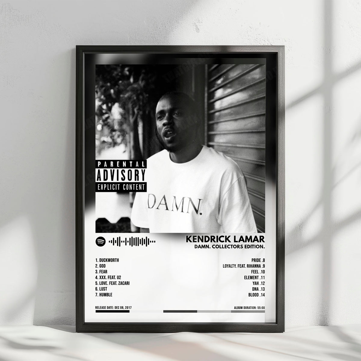 Kendrick Lamar "DAMN. Collectors Edition" Album Cover Poster - with Complete Tracklist