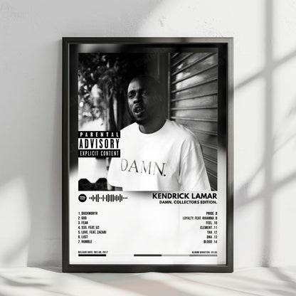 Kendrick Lamar "DAMN. Collectors Edition" Album Cover Poster - with Complete Tracklist