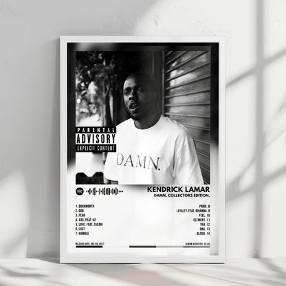 Kendrick Lamar "DAMN. Collectors Edition" Album Cover Poster - with Complete Tracklist