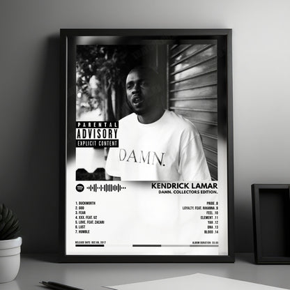 Kendrick Lamar "DAMN. Collectors Edition" Album Cover Poster - with Complete Tracklist