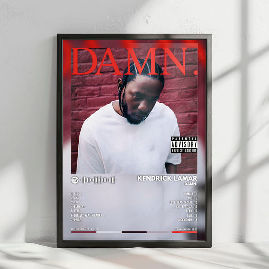 Kendrick Lamar - "DAMN." Album Cover Poster