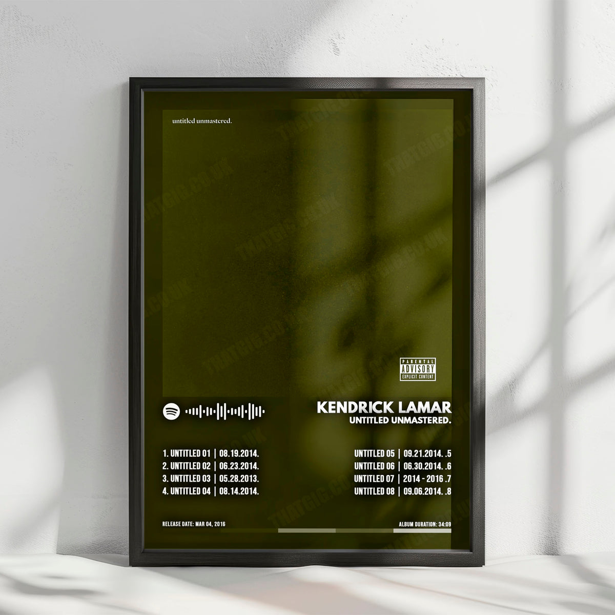 Kendrick Lamar "Untitled Unmastered" Album Cover Poster - with Complete Tracklist