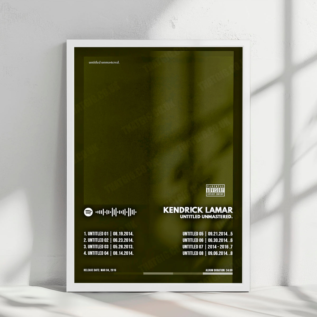 Kendrick Lamar "Untitled Unmastered" Album Cover Poster - with Complete Tracklist
