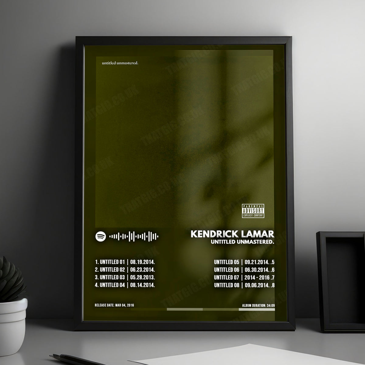 Kendrick Lamar "Untitled Unmastered" Album Cover Poster - with Complete Tracklist