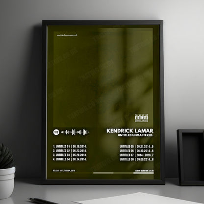 Kendrick Lamar "Untitled Unmastered" Album Cover Poster - with Complete Tracklist