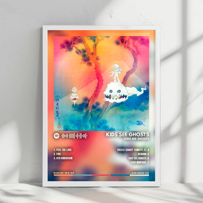 Kids See Ghosts "Kids See Ghosts" Album Cover Poster - with Complete Tracklist