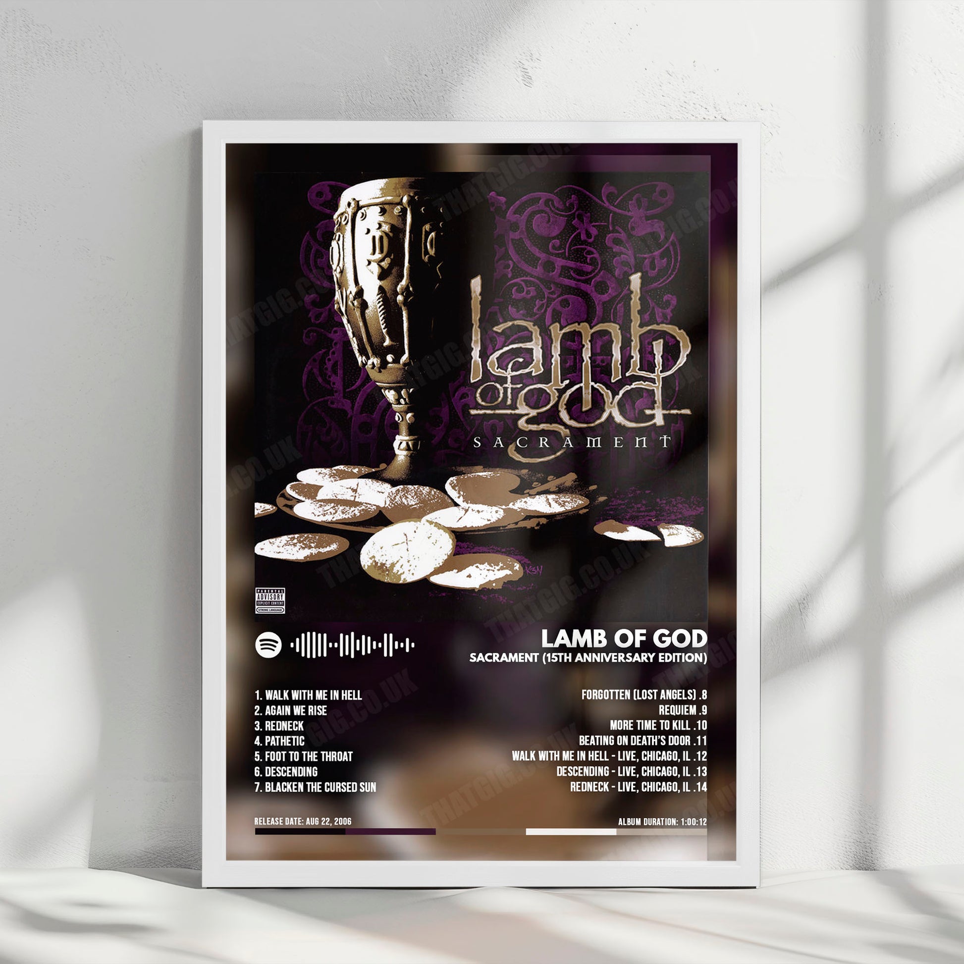 Lamb of God "Sacrament " Album Cover Poster - with Complete Tracklist