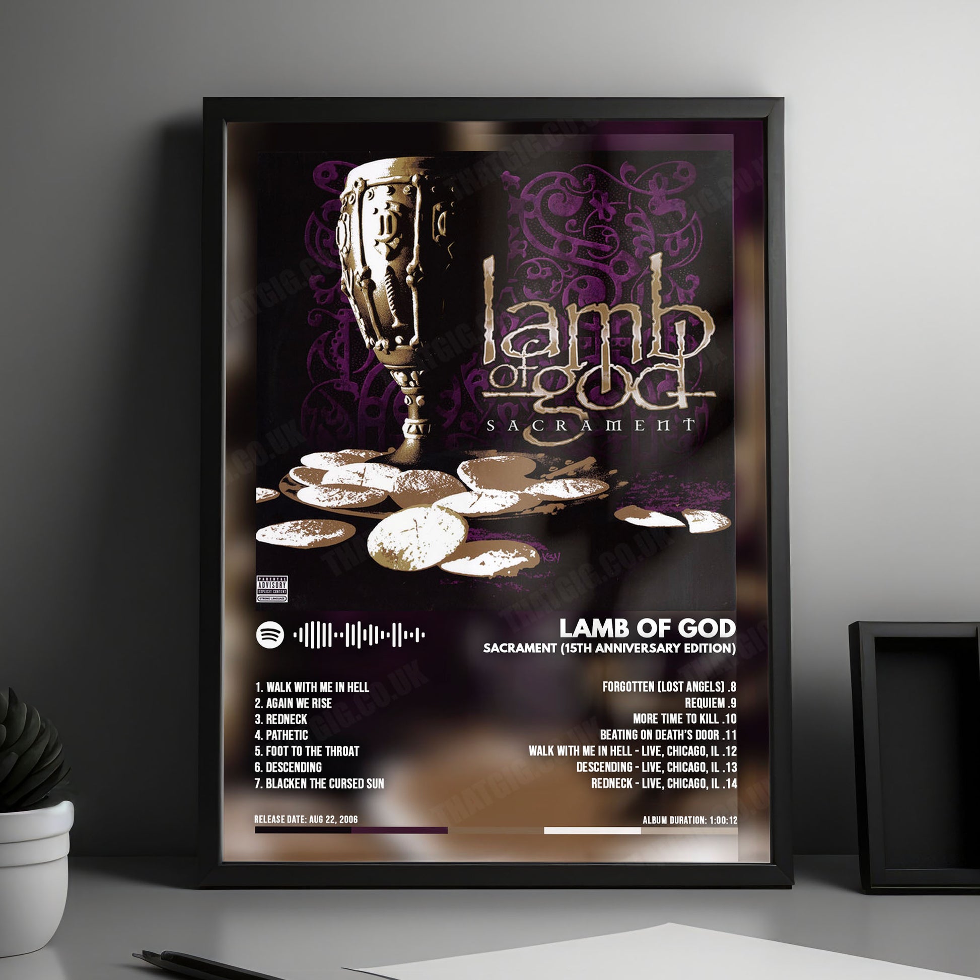 Lamb of God "Sacrament " Album Cover Poster - with Complete Tracklist