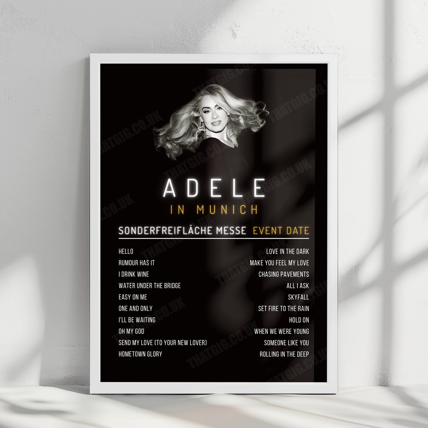 Adele Setlist Poster - Sonderfreifläche Messe, Munich - August 9th, 2024