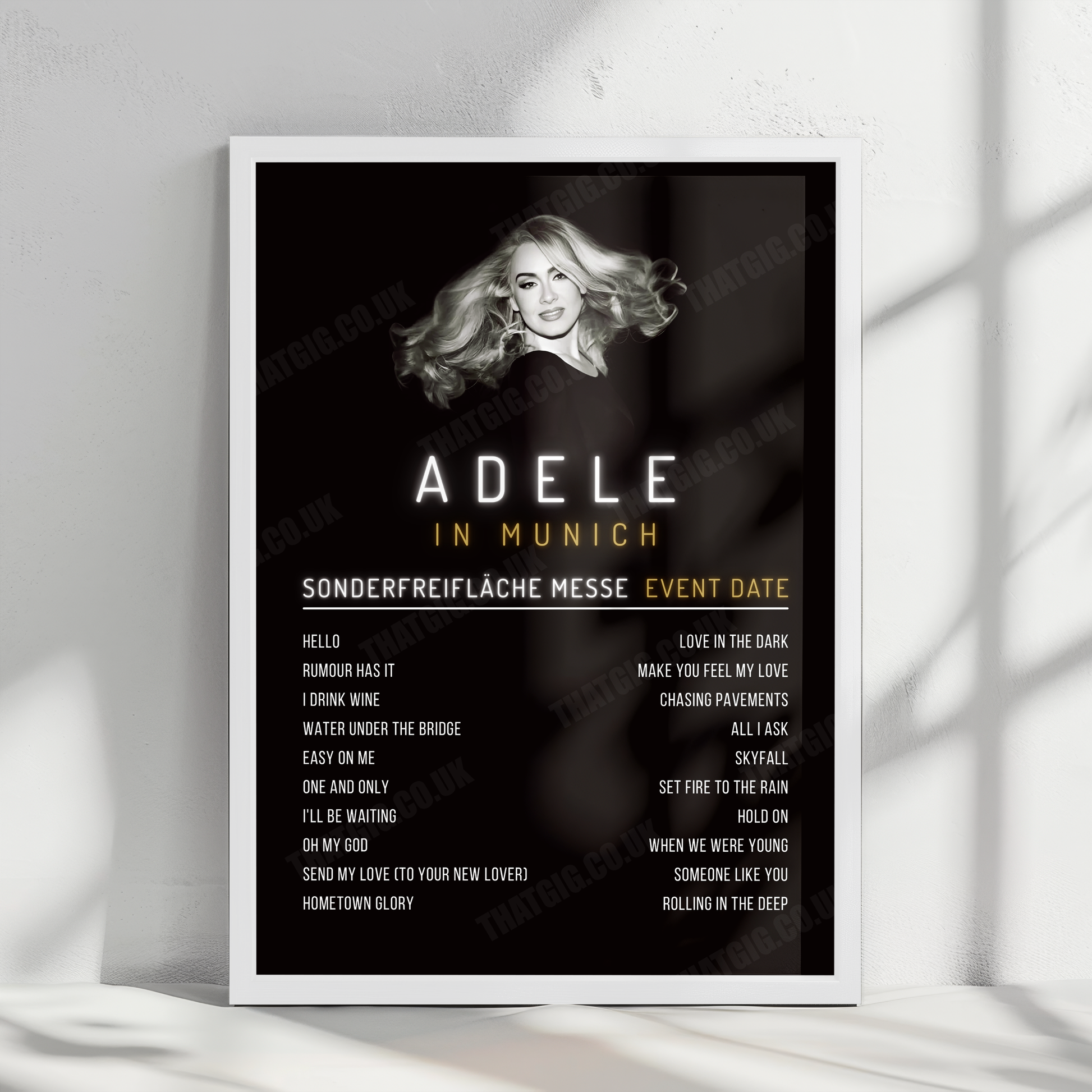 Adele Setlist Poster - Sonderfreifläche Messe, Munich - August 9th, 2024