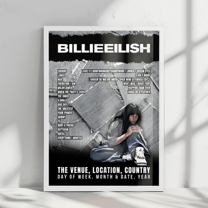 Billie Eilish Setlist Poster - Brisbane Entertainment Centre, Brisbane - February 18th, 2025