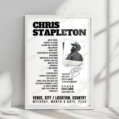 Chris Stapleton Setlist Poster - Ford Idaho Center Arena, Nampa - July 25th, 2024