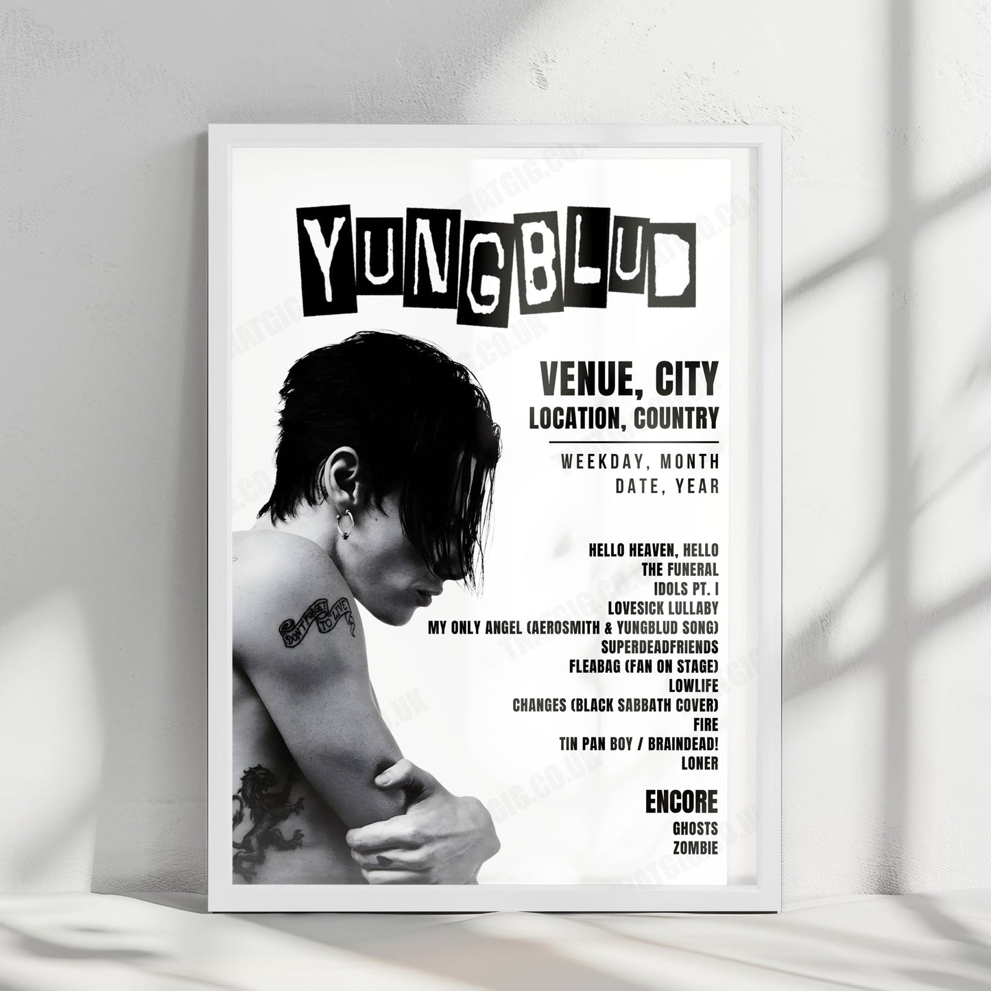 YUNGBLUD Setlist Poster - The Rady Shell at Jacobs Park, San Diego - May 20th, 2026