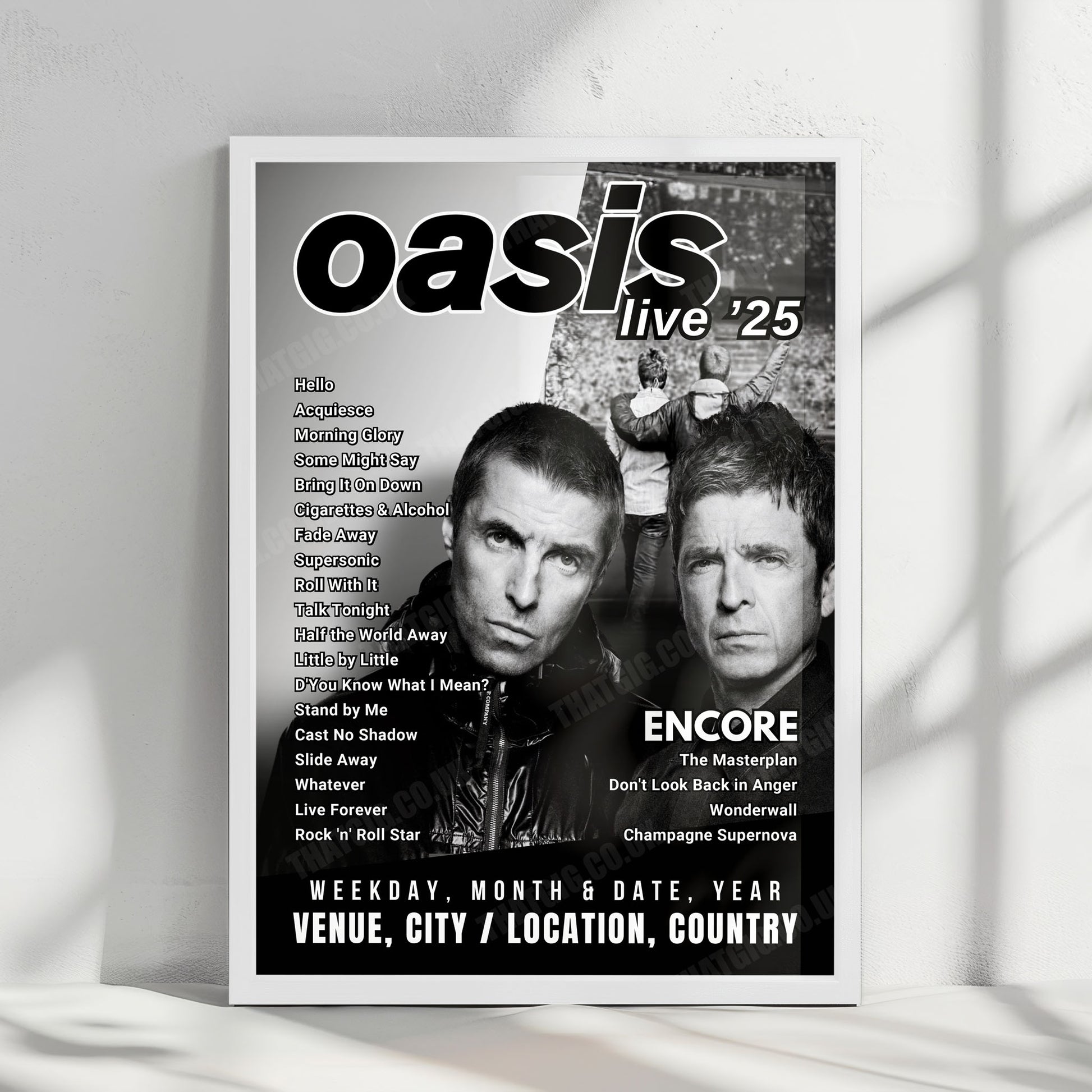 Oasis Setlist Poster - Heaton Park, Manchester - July 16th, 2025