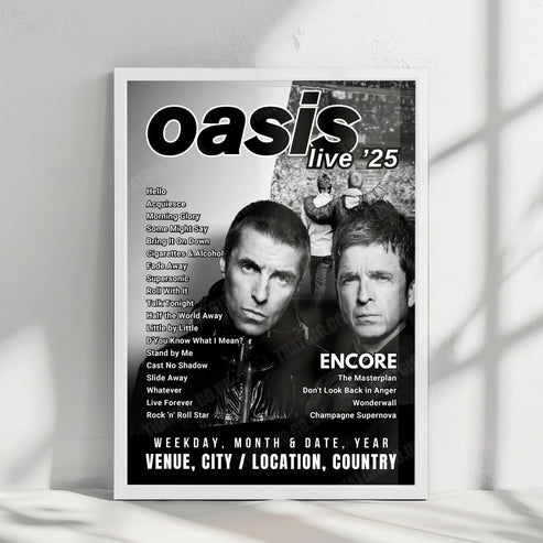Oasis Setlist Poster - Heaton Park, Manchester | July 19th, 2025 – That Gig