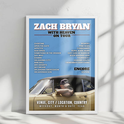 Zach Bryan Setlist Poster - Snapdragon Stadium, San Diego - July 31st, 2026