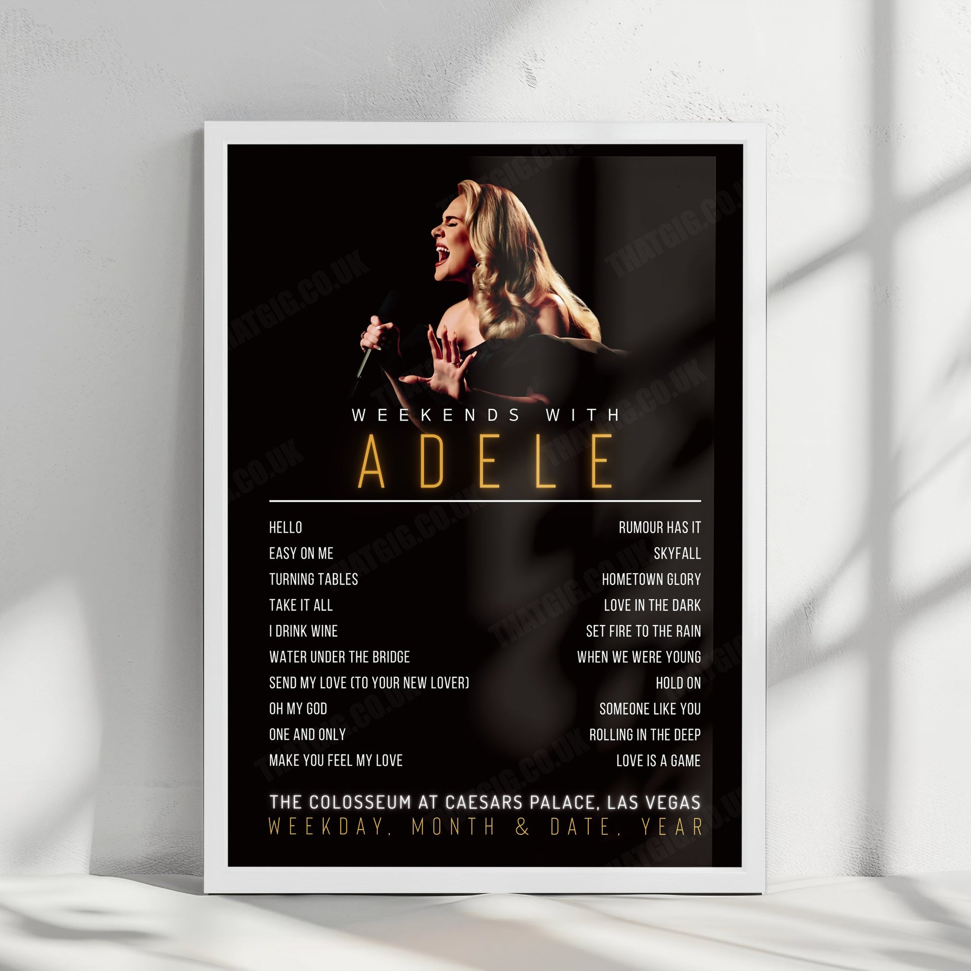 Adele Setlist Poster - The Colosseum at Caesars Palace, Las Vegas - February 23rd, 2024