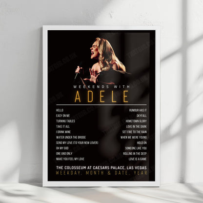 Adele Setlist Poster - The Colosseum at Caesars Palace, Las Vegas - February 23rd, 2024