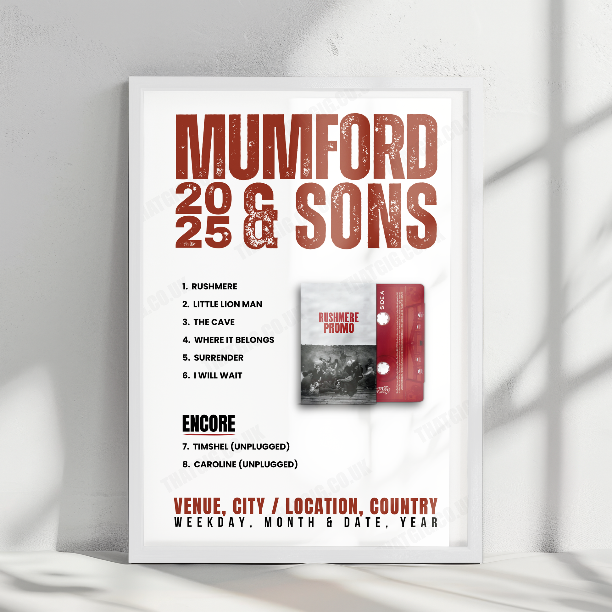 Mumford & Sons Setlist Poster - The Dome, Grand Central Hall, Liverpool - April 1st, 2025