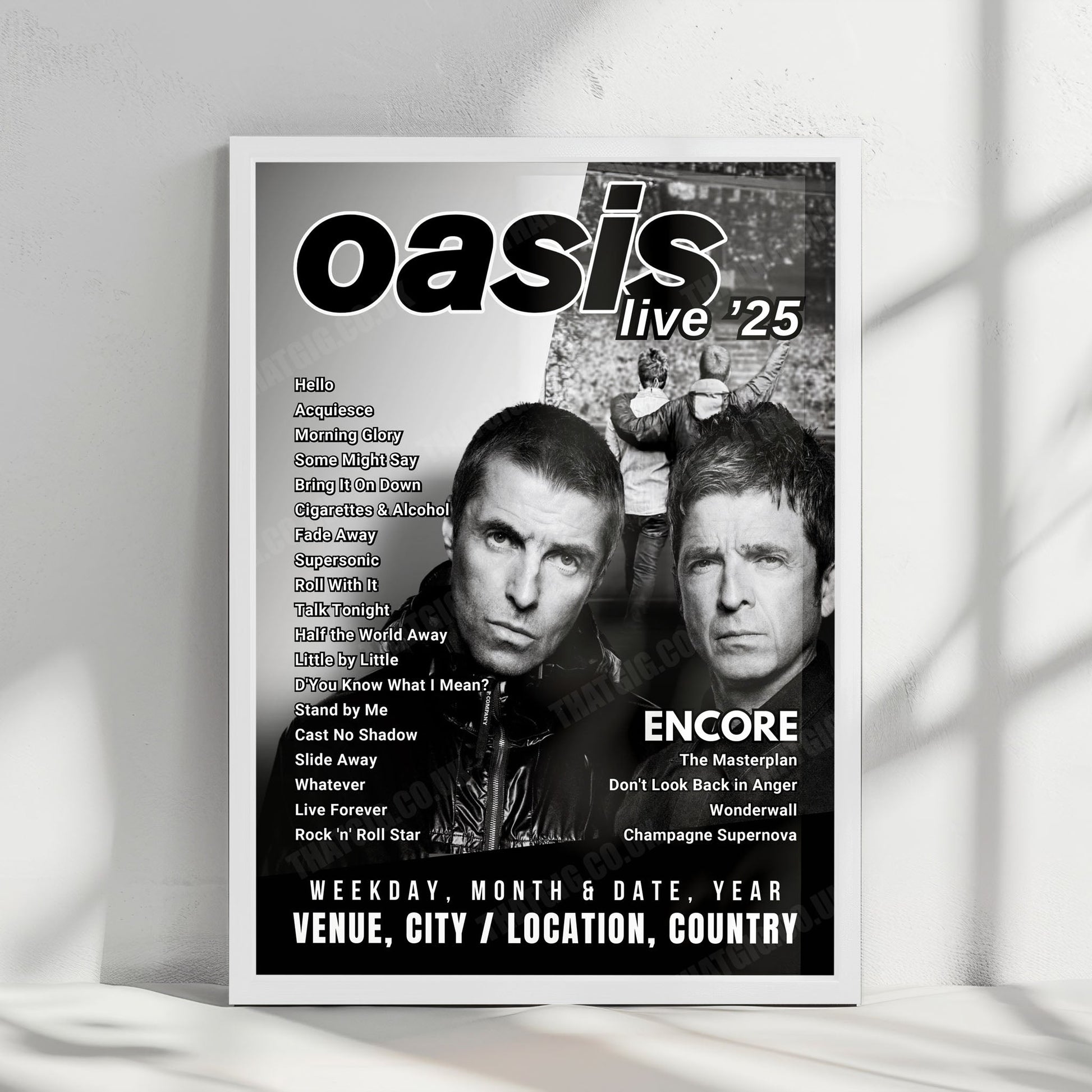 Oasis Setlist Poster - Soldier Field, Chicago - August 28th, 2025