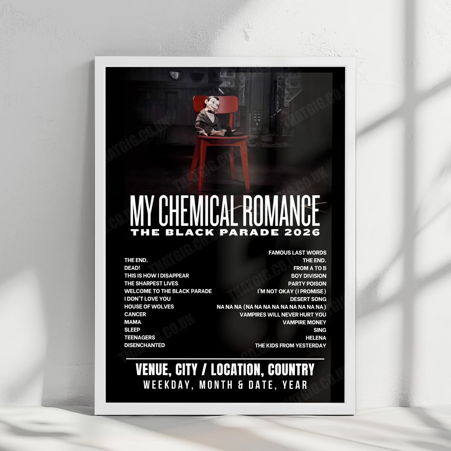 My Chemical Romance Setlist Poster - Visarno Arena Firenze, Florence - July 15th, 2026