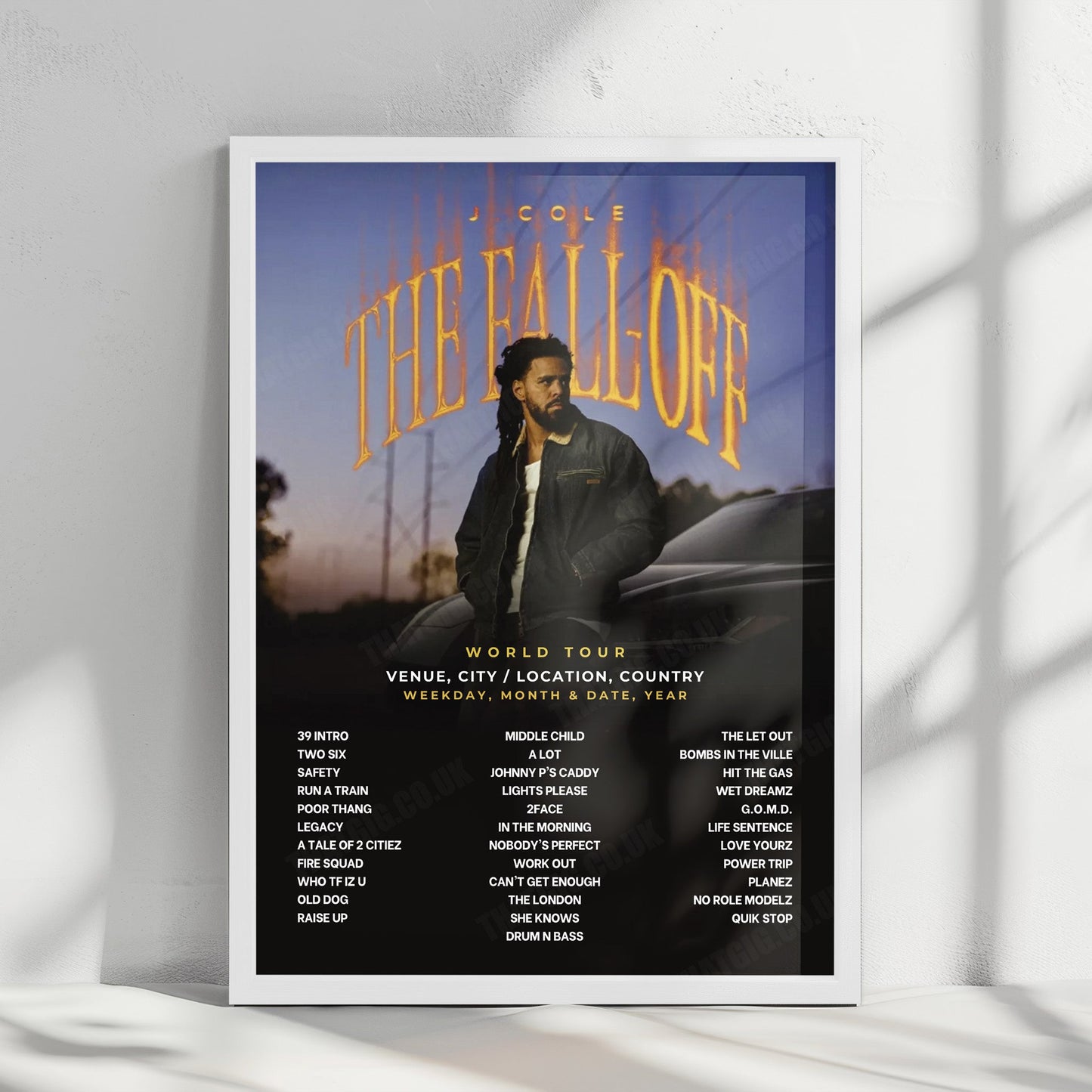 J. Cole Setlist Poster - Barclays Arena, Hamburg - November 8th, 2026