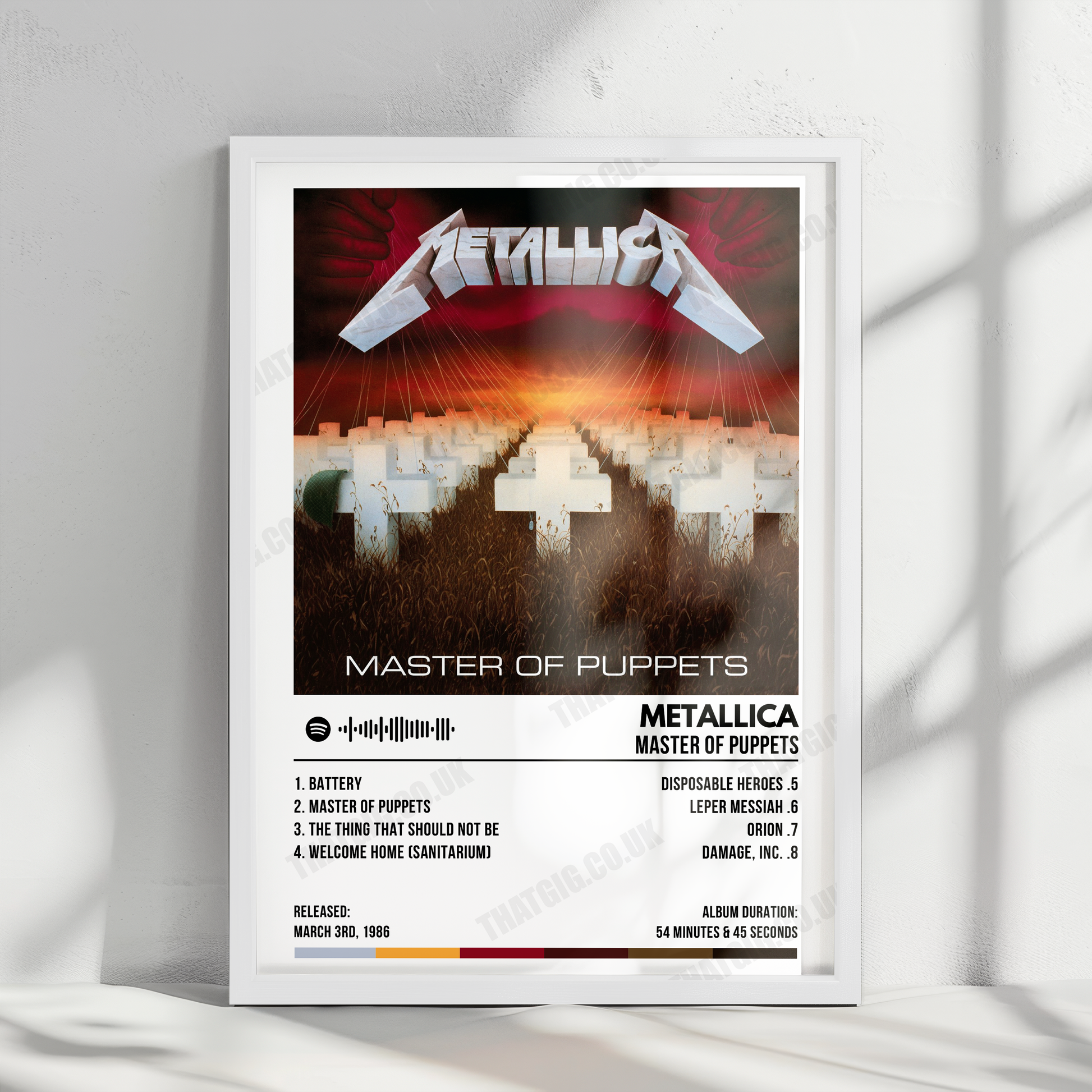 Metallica "Master of Puppets" Album Cover Poster - with Complete Tracklist