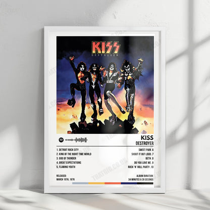 Kiss "Destroyer" Album Cover Poster - with Complete Tracklist