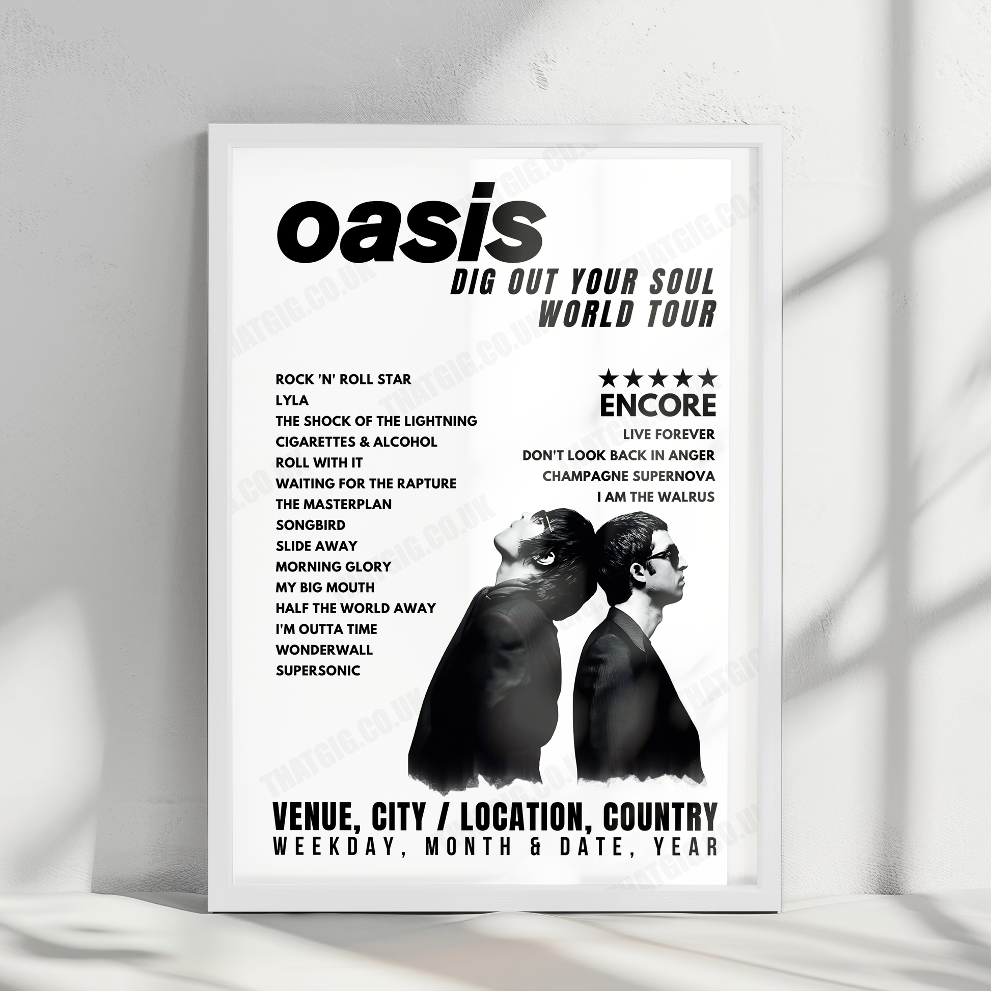 Oasis Setlist Poster - Pengrowth Saddledome, Calgary - August 30th, 2008