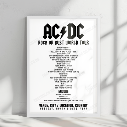 AC/DC Setlist Poster - Ceres Park, Aarhus - June 12th, 2016