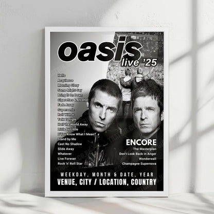 Oasis Setlist Poster - MorumBIS, São Paulo - November 22nd, 2025