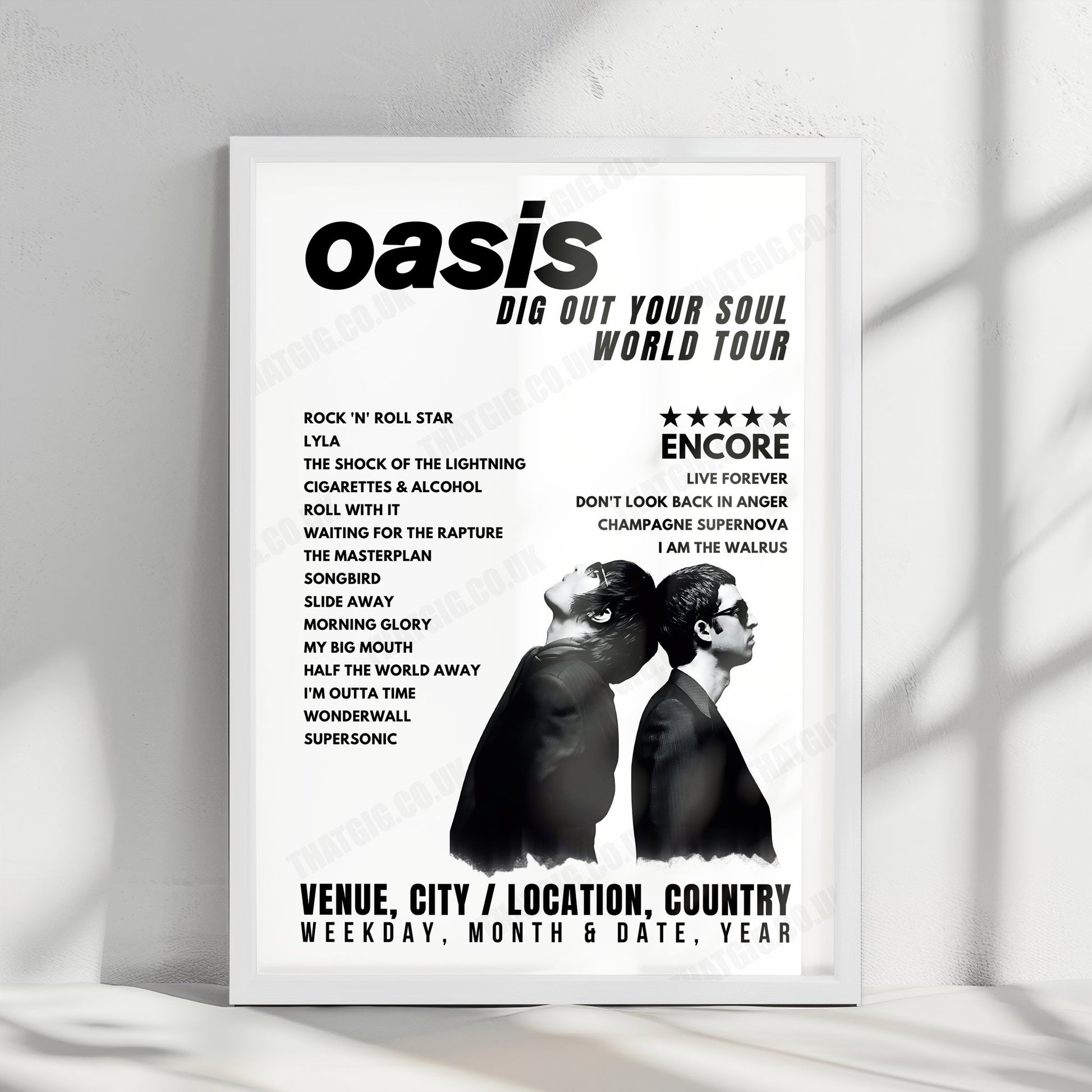 Oasis Setlist Poster - Nelson Mandela Forum, Florence - February 24th, 2009