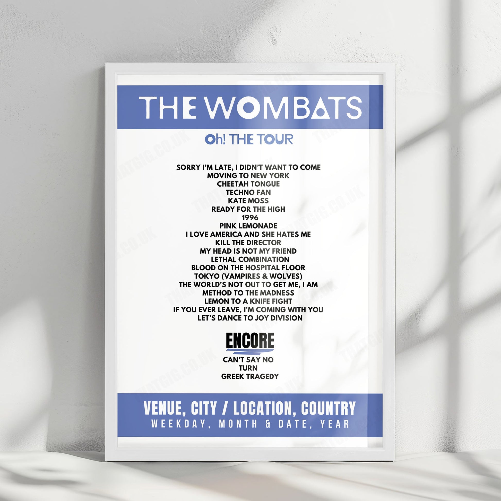 The Wombats Setlist Poster - The Marble Factory, Bristol - February 16th, 2025