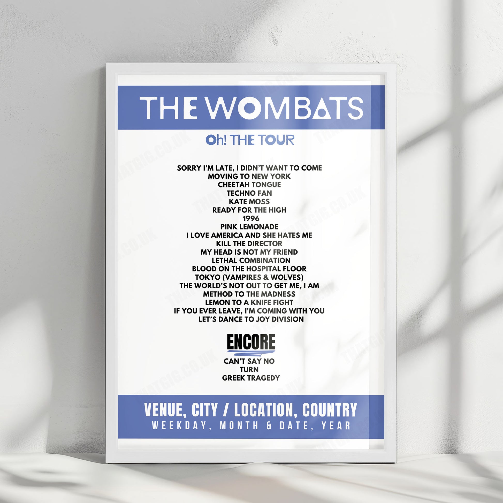 The Wombats Setlist Poster - Vasateatern, Stockholm - April 12th, 2025