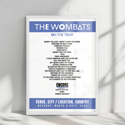The Wombats Setlist Poster - Vasateatern, Stockholm - April 12th, 2025