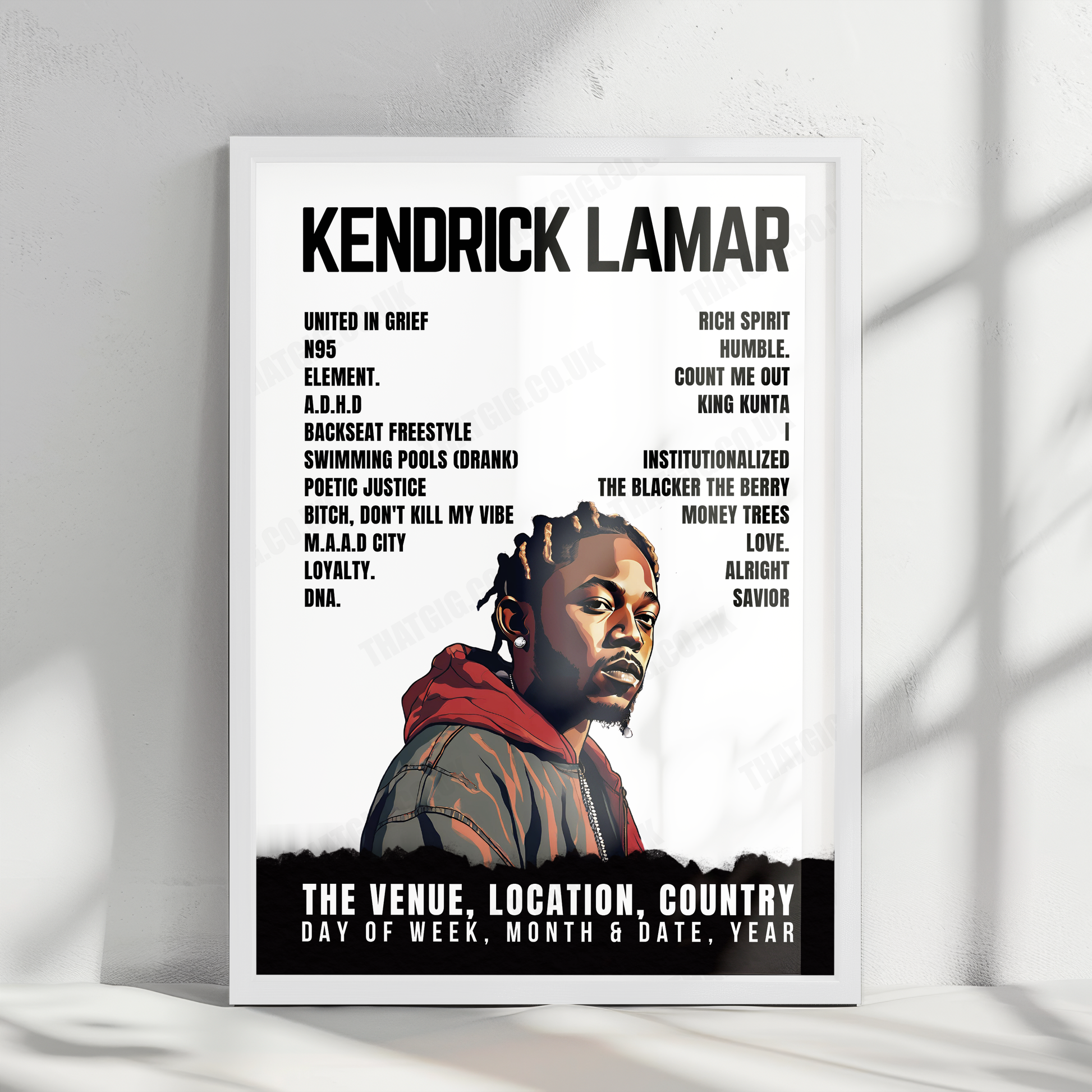 Kendrick Lamar Setlist Poster - Accor Arena, Paris - October 22nd, 2022