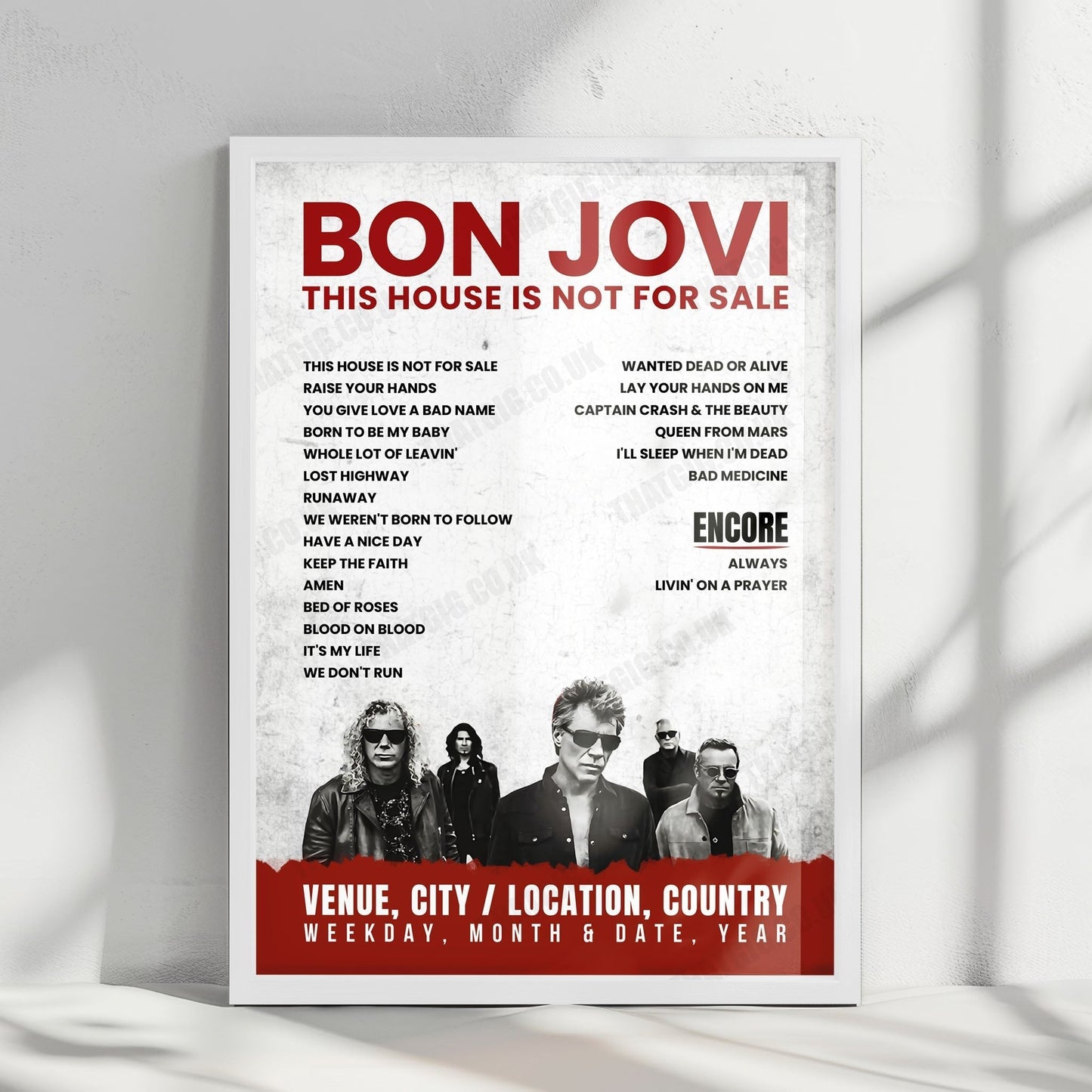 Bon Jovi Setlist Poster - Wembley Stadium, London - June 21st, 2019