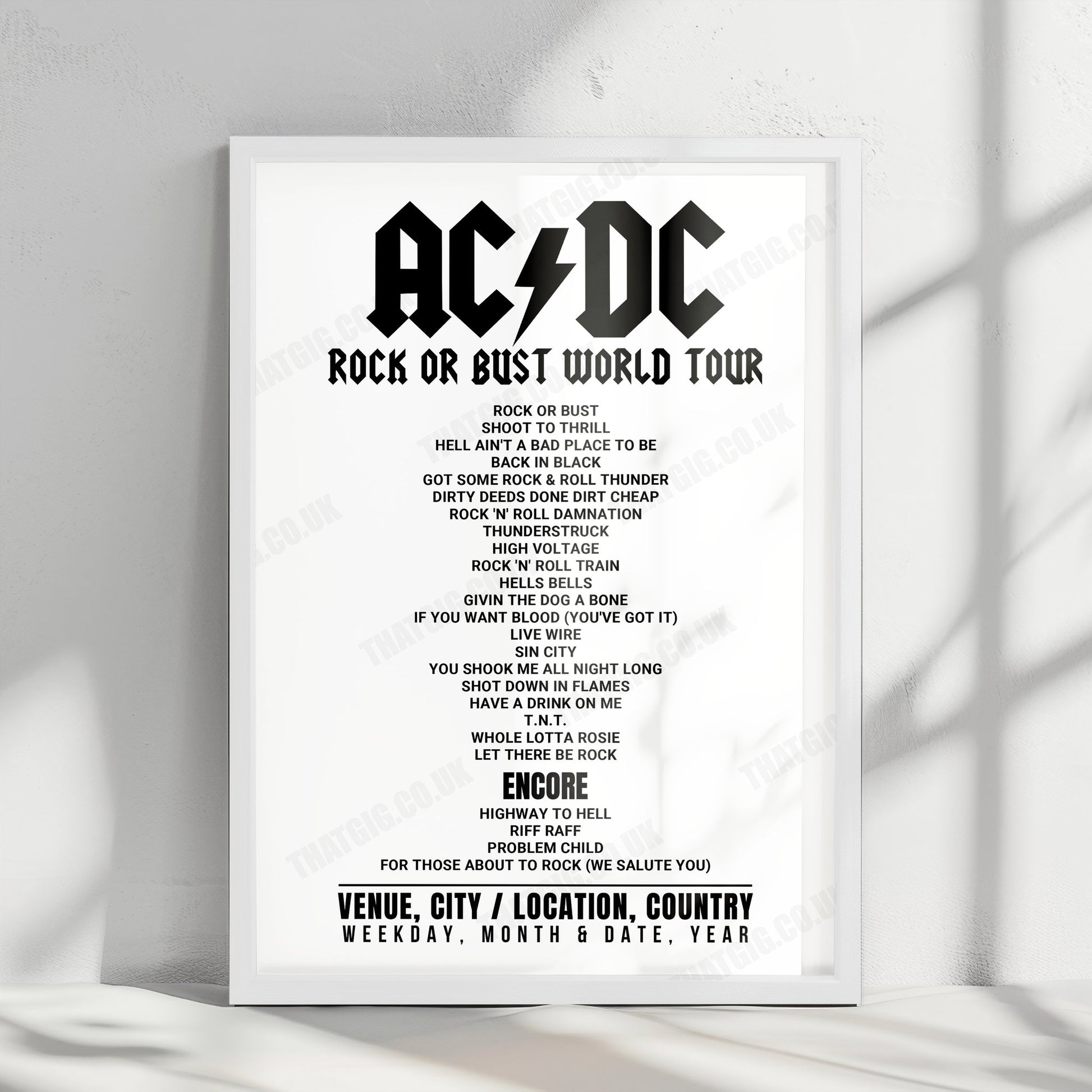 AC/DC Setlist Poster - Dyrskuepladsen, Roskilde - July 15th, 2015