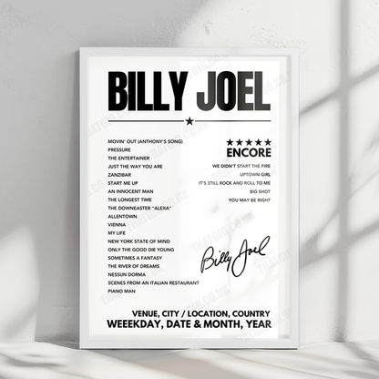 Billy Joel Setlist Poster - Coors Field - July 12th, 2024